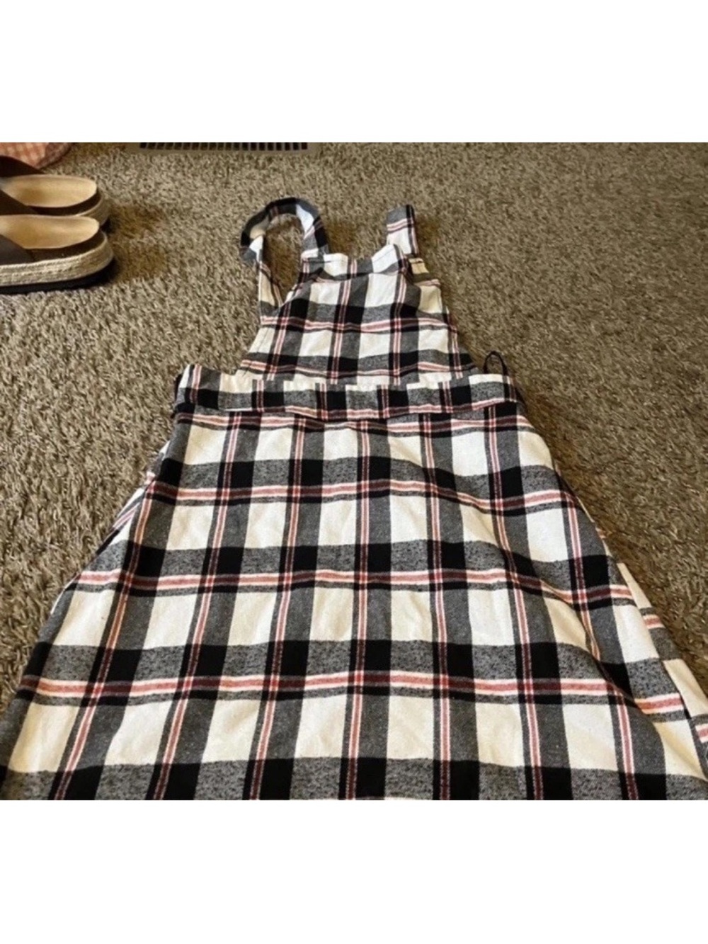 SHEIN Plaid Pinafore Dress in Pink, Black and White